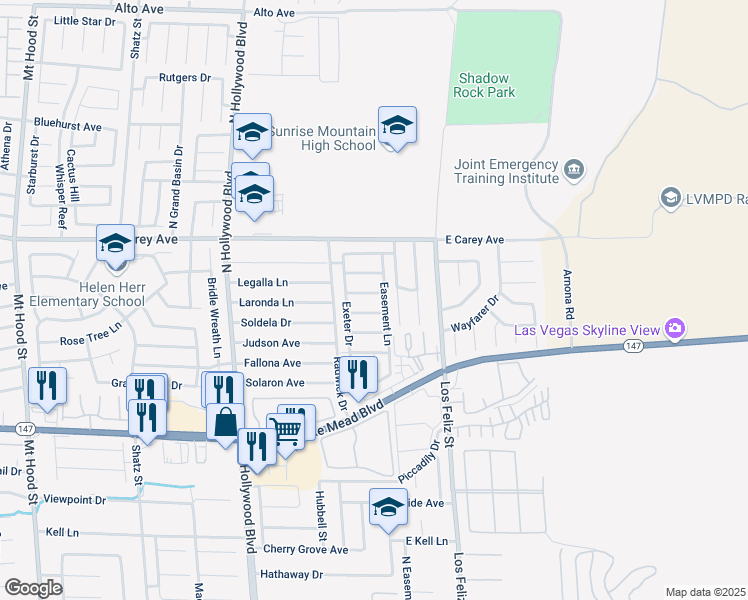 map of restaurants, bars, coffee shops, grocery stores, and more near 6979 Issac Avenue in Las Vegas