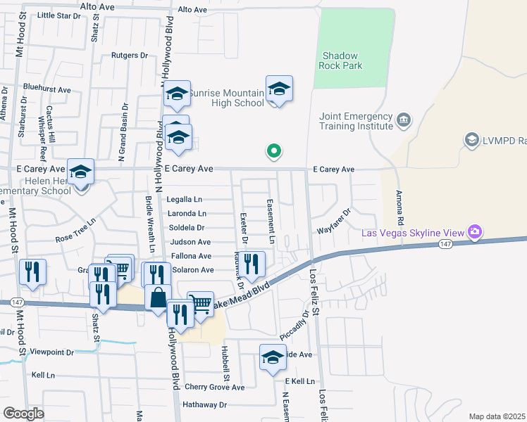 map of restaurants, bars, coffee shops, grocery stores, and more near 6979 Issac Avenue in Las Vegas
