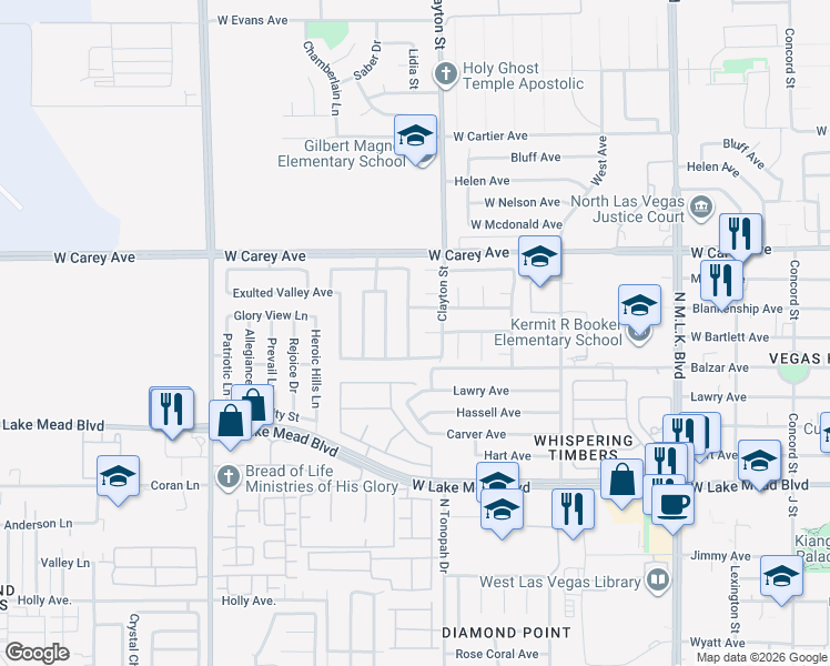 map of restaurants, bars, coffee shops, grocery stores, and more near 2243 Cambridge Elms Street in North Las Vegas