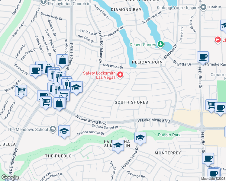 map of restaurants, bars, coffee shops, grocery stores, and more near 8225 Bermuda Beach Drive in Las Vegas