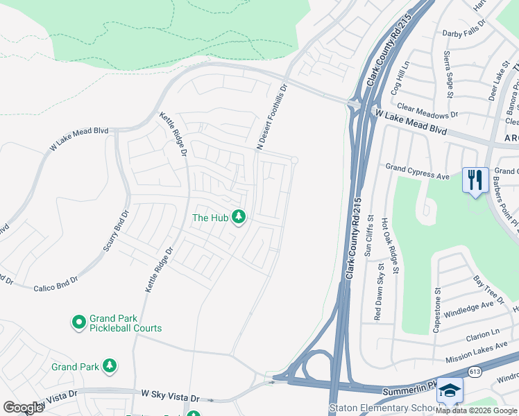 map of restaurants, bars, coffee shops, grocery stores, and more near I-215 West Beltway Trail in Las Vegas