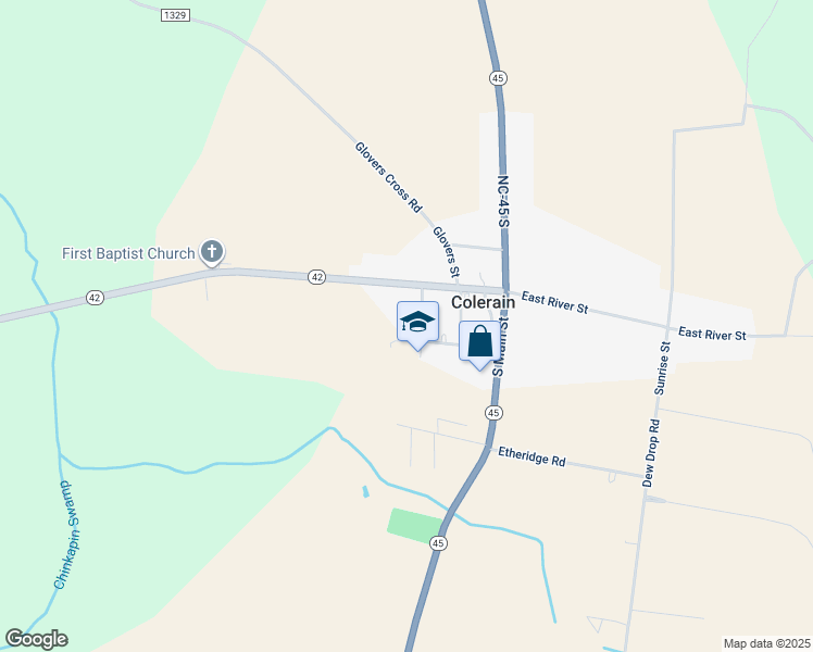 map of restaurants, bars, coffee shops, grocery stores, and more near 110 North Academy Street in Colerain