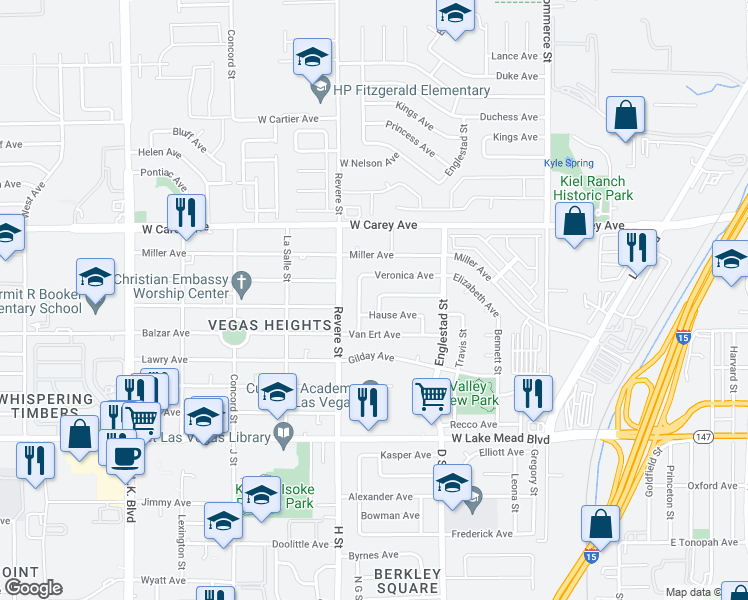 map of restaurants, bars, coffee shops, grocery stores, and more near 2225 Alise Street in North Las Vegas