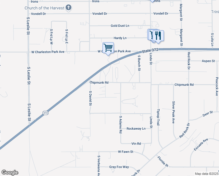 map of restaurants, bars, coffee shops, grocery stores, and more near 1241 South Rose Street in Pahrump