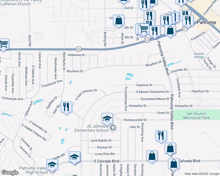 map of restaurants, bars, coffee shops, grocery stores, and more near 931 Daytona Street in Pahrump