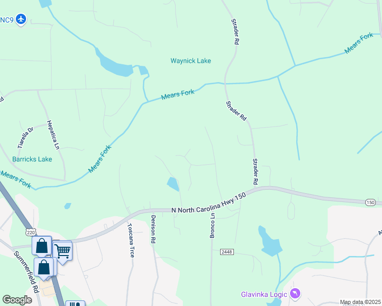 map of restaurants, bars, coffee shops, grocery stores, and more near 7502 Summer Breeze Court in Summerfield