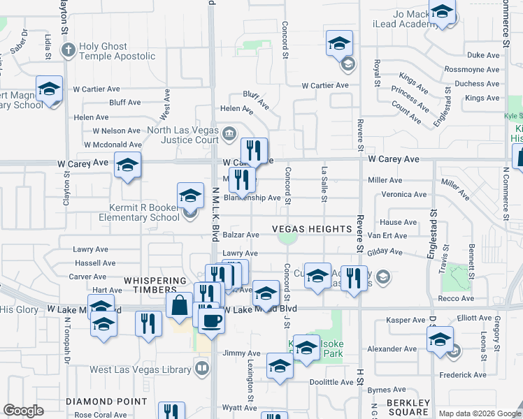 map of restaurants, bars, coffee shops, grocery stores, and more near 1273 Blankenship Avenue in Las Vegas