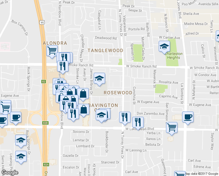 map of restaurants, bars, coffee shops, grocery stores, and more near 2212 Silver Pine Drive in Las Vegas