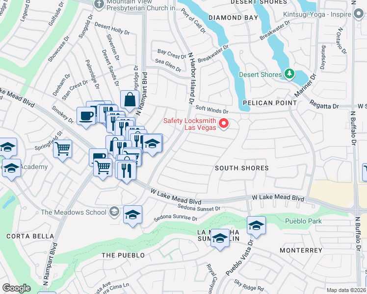 map of restaurants, bars, coffee shops, grocery stores, and more near 8320 Bermuda Beach Drive in Las Vegas