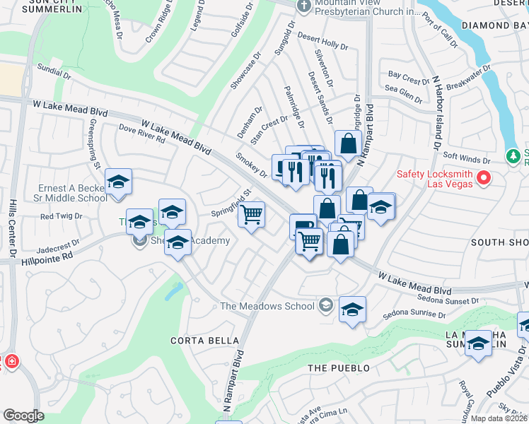 map of restaurants, bars, coffee shops, grocery stores, and more near 8721 Magnolia Ridge Avenue in Las Vegas
