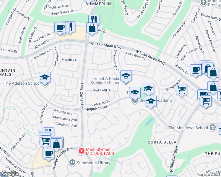 map of restaurants, bars, coffee shops, grocery stores, and more near 2205 Stone Pine Court in Las Vegas