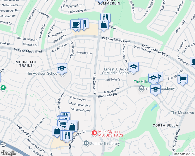map of restaurants, bars, coffee shops, grocery stores, and more near 9332 Red Twig Drive in Las Vegas