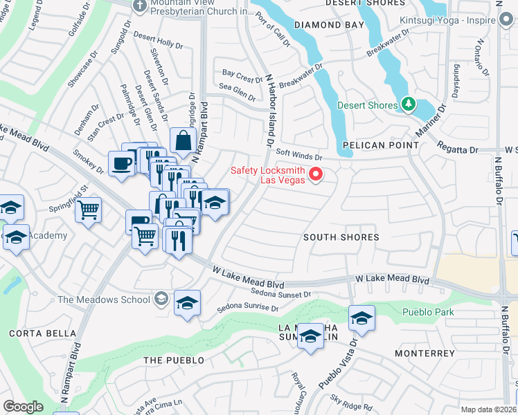 map of restaurants, bars, coffee shops, grocery stores, and more near 8320 Bermuda Beach Drive in Las Vegas