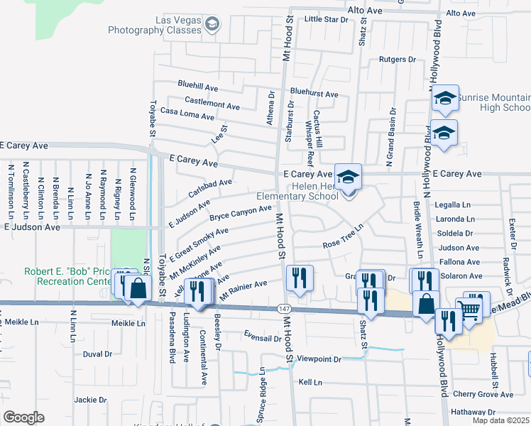 map of restaurants, bars, coffee shops, grocery stores, and more near 6255 Bryce Canyon Avenue in Las Vegas