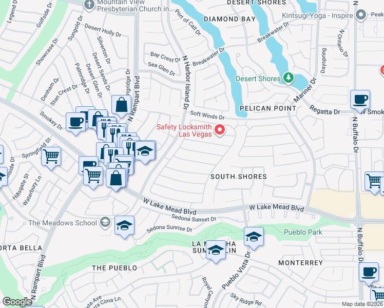 map of restaurants, bars, coffee shops, grocery stores, and more near 8257 Bermuda Beach Drive in Las Vegas