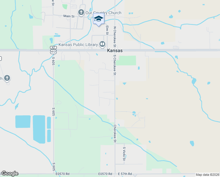 map of restaurants, bars, coffee shops, grocery stores, and more near 369 South Cherokee Street in Kansas