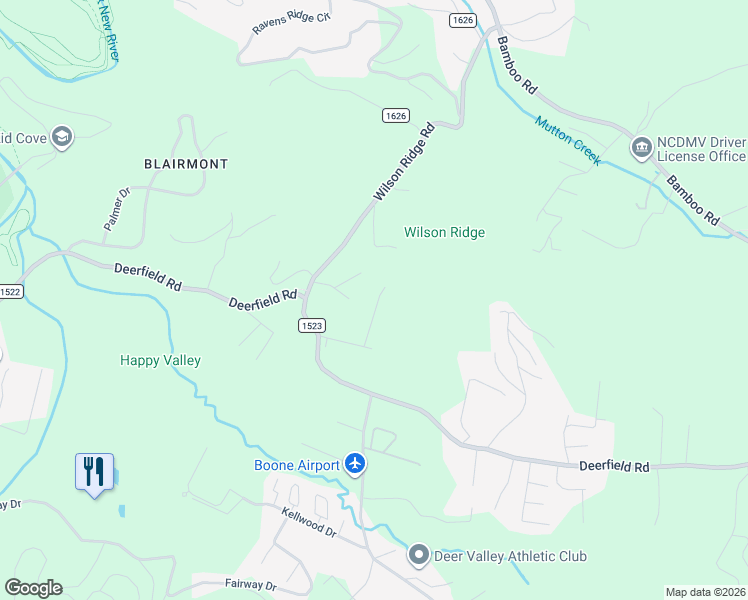 map of restaurants, bars, coffee shops, grocery stores, and more near 215 Doe Drive in Boone