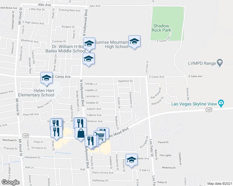 map of restaurants, bars, coffee shops, grocery stores, and more near 6924 Issac Avenue in Las Vegas