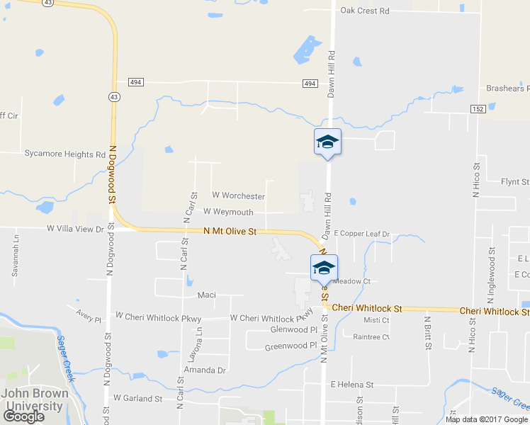 map of restaurants, bars, coffee shops, grocery stores, and more near 265 West Weymouth in Siloam Springs