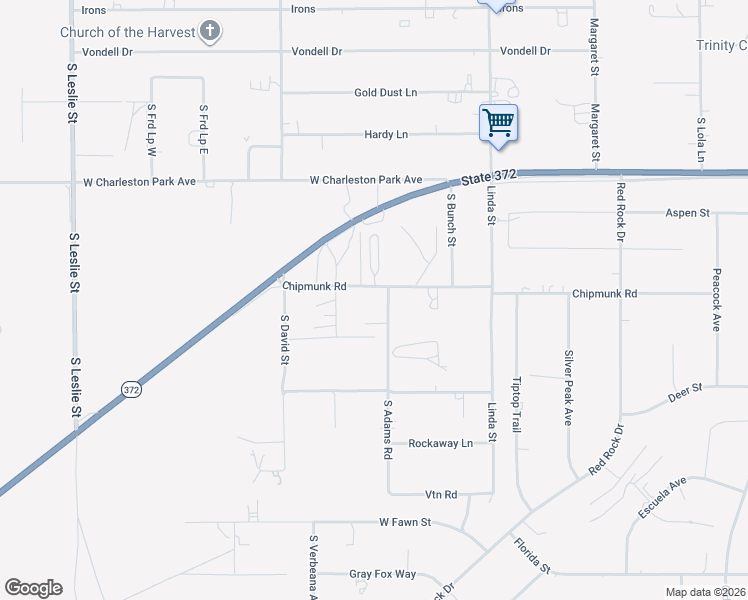 map of restaurants, bars, coffee shops, grocery stores, and more near 1280 South Adams Road in Pahrump