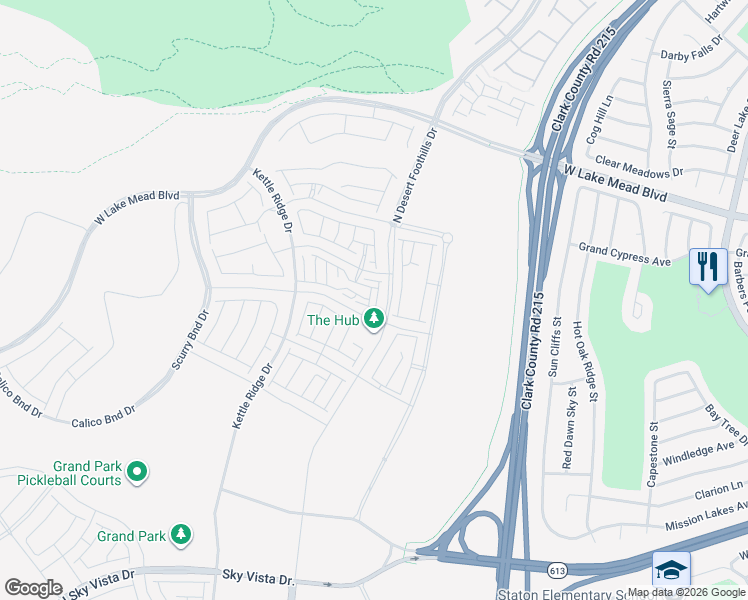 map of restaurants, bars, coffee shops, grocery stores, and more near 1726 Birder Street in Las Vegas