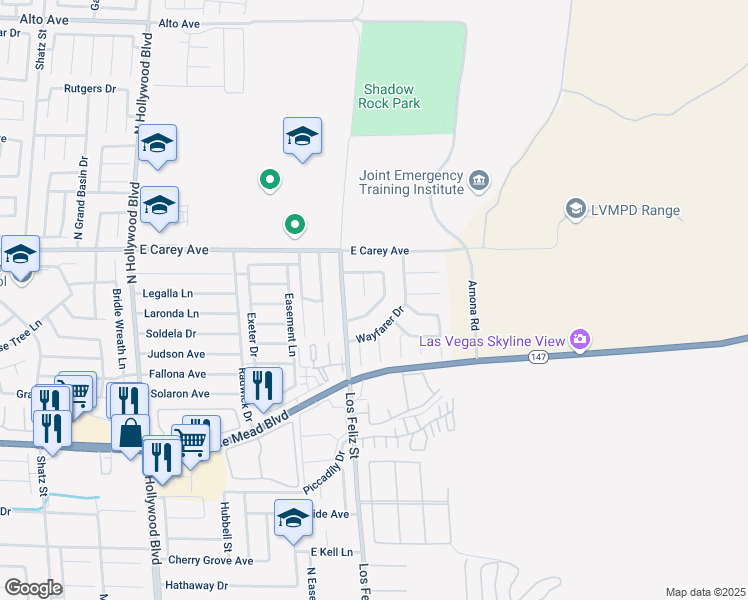 map of restaurants, bars, coffee shops, grocery stores, and more near 2347 Beaver Bay Court in Las Vegas