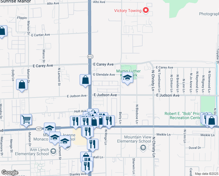 map of restaurants, bars, coffee shops, grocery stores, and more near 5228 Starter Avenue in Las Vegas