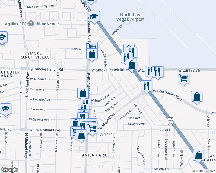 map of restaurants, bars, coffee shops, grocery stores, and more near 4416 West Bristol Manor Drive in Las Vegas