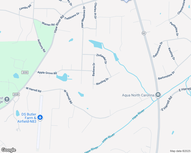 map of restaurants, bars, coffee shops, grocery stores, and more near 7554 Barbera Drive in Kernersville