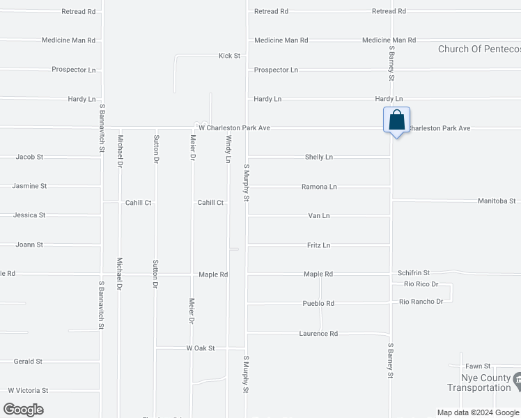 map of restaurants, bars, coffee shops, grocery stores, and more near 3450 Van Lane in Pahrump