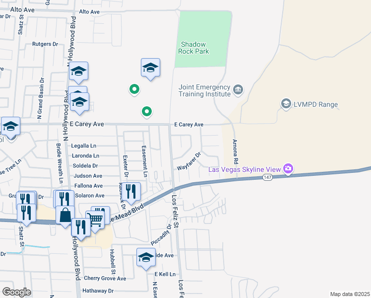 map of restaurants, bars, coffee shops, grocery stores, and more near 2347 Beaver Bay Court in Las Vegas