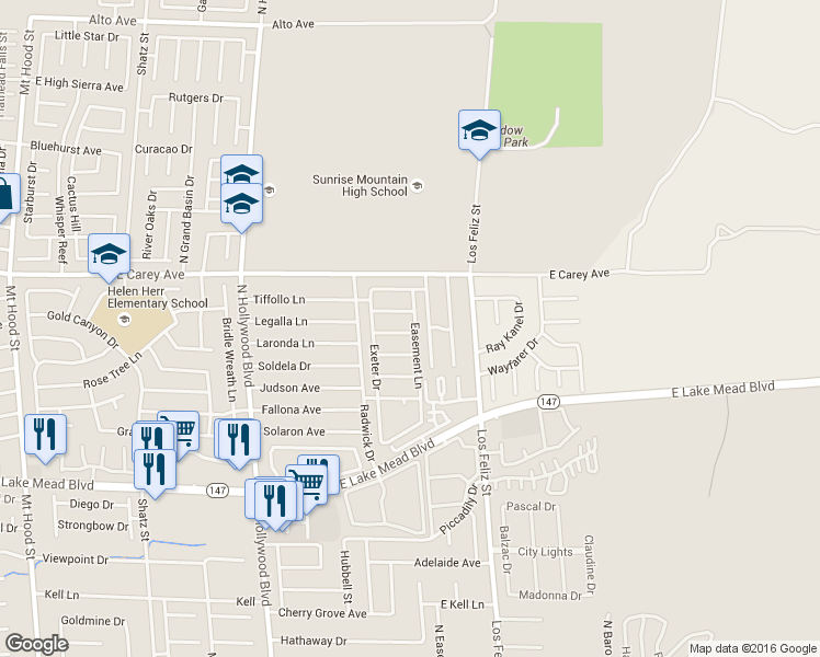 map of restaurants, bars, coffee shops, grocery stores, and more near 2331 Sierra Sunrise Street in Las Vegas