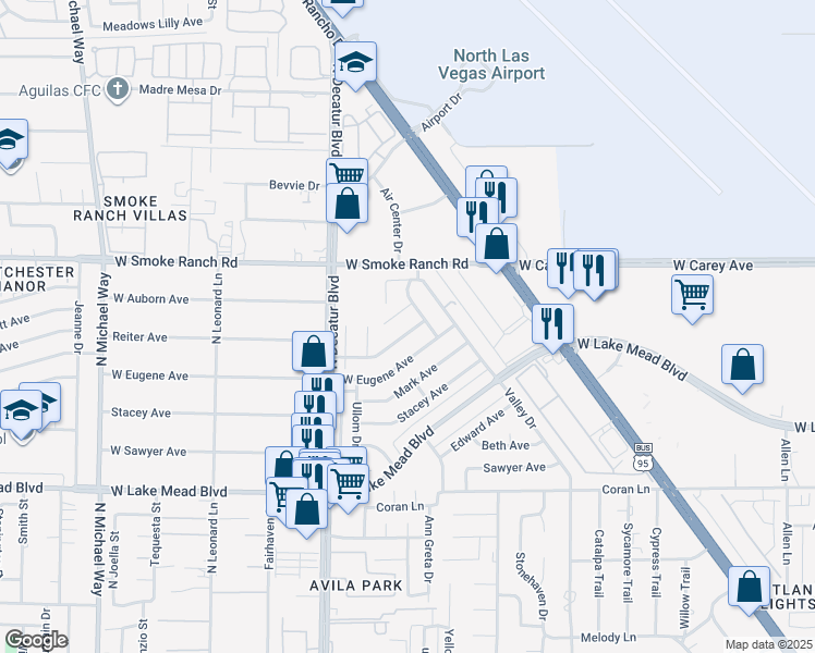 map of restaurants, bars, coffee shops, grocery stores, and more near 4416 West Bristol Manor Drive in Las Vegas