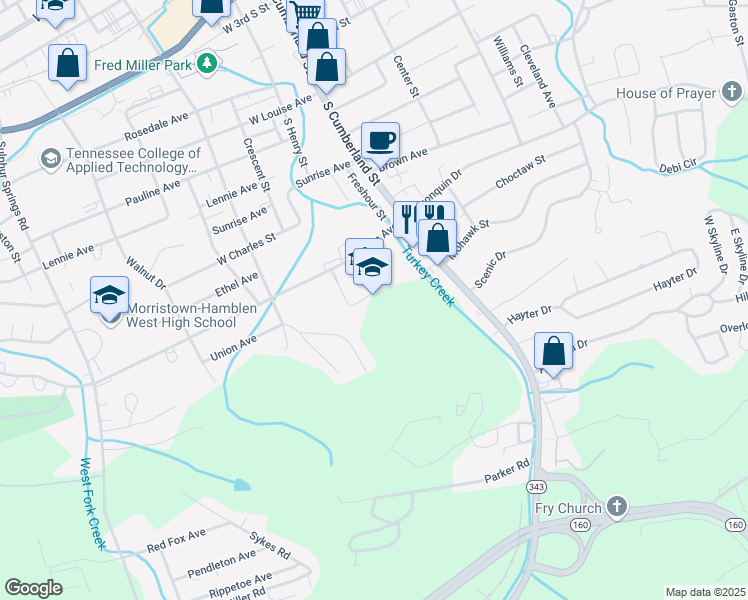 map of restaurants, bars, coffee shops, grocery stores, and more near 219 Lincoln Avenue in Morristown