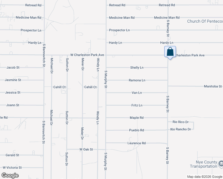 map of restaurants, bars, coffee shops, grocery stores, and more near 3450 Van Lane in Pahrump