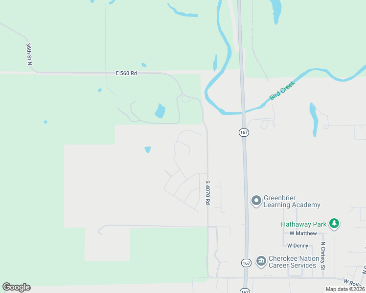 map of restaurants, bars, coffee shops, grocery stores, and more near 19210 South 4070 Road in Catoosa