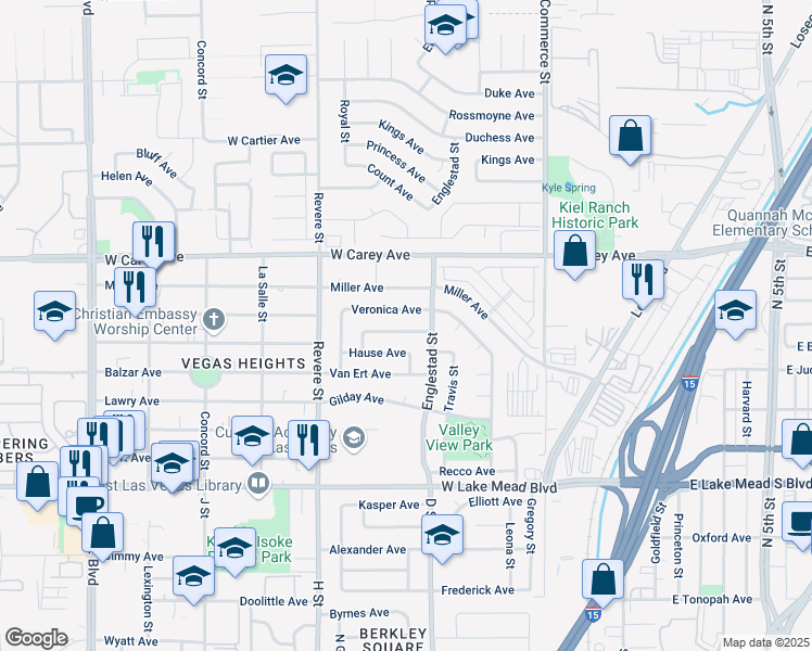 map of restaurants, bars, coffee shops, grocery stores, and more near 616 Marcella Avenue in North Las Vegas
