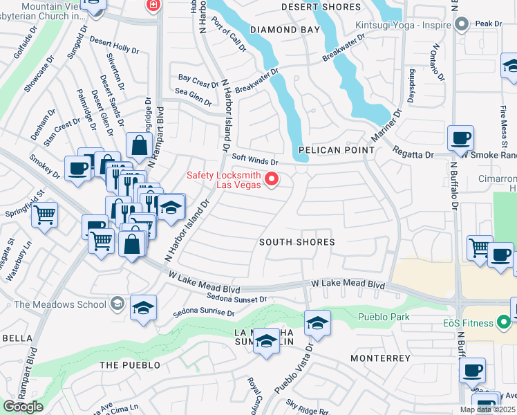 map of restaurants, bars, coffee shops, grocery stores, and more near 8228 Bermuda Beach Drive in Las Vegas