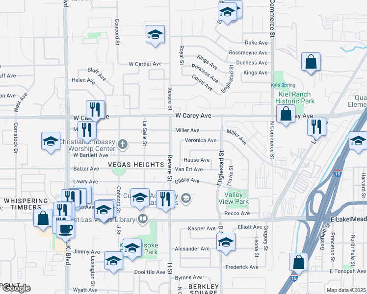 map of restaurants, bars, coffee shops, grocery stores, and more near 2232 Matheson Street in North Las Vegas