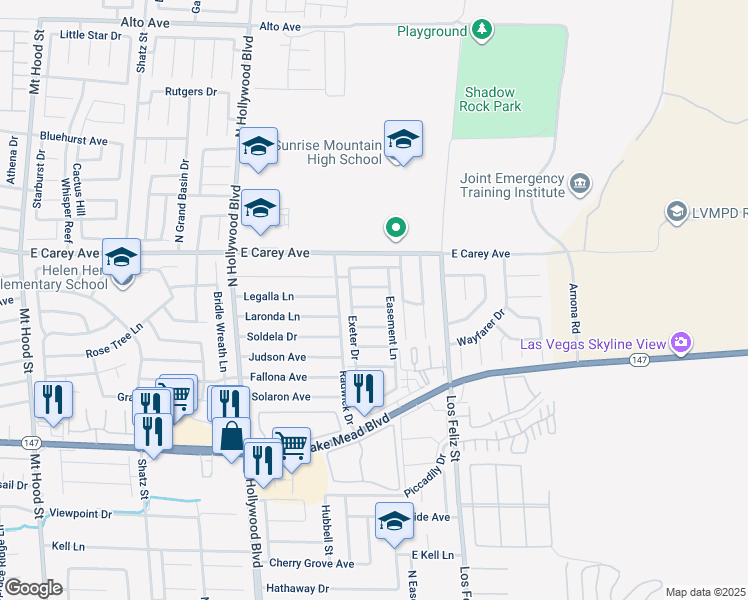 map of restaurants, bars, coffee shops, grocery stores, and more near 6924 Issac Avenue in Las Vegas
