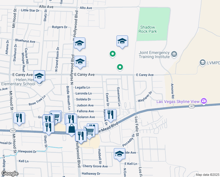 map of restaurants, bars, coffee shops, grocery stores, and more near 6924 Issac Avenue in Las Vegas