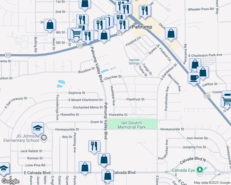 map of restaurants, bars, coffee shops, grocery stores, and more near 1471 Eaglewing Street in Pahrump