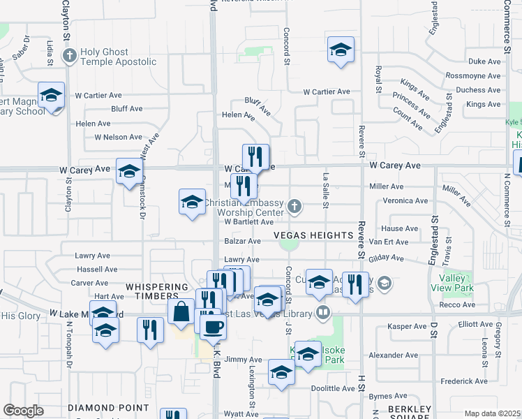 map of restaurants, bars, coffee shops, grocery stores, and more near 1273 Blankenship Avenue in Las Vegas