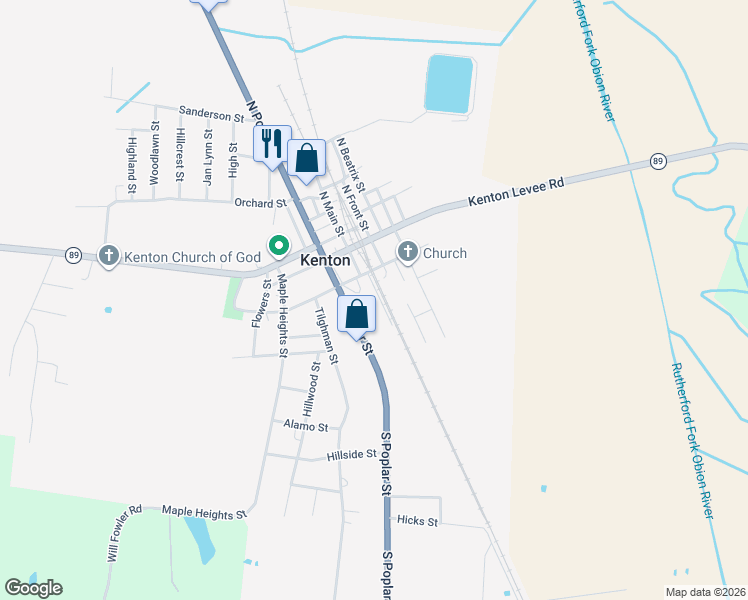 map of restaurants, bars, coffee shops, grocery stores, and more near 302 Gibbs St in Kenton