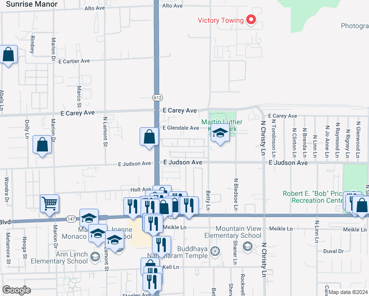 map of restaurants, bars, coffee shops, grocery stores, and more near 5207 Paradise Valley Avenue in Las Vegas