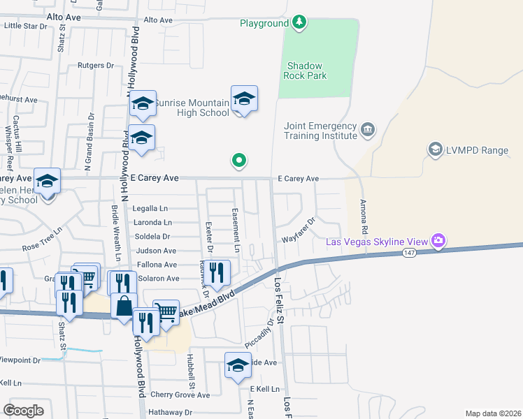 map of restaurants, bars, coffee shops, grocery stores, and more near 2322 Sabroso Street in Las Vegas