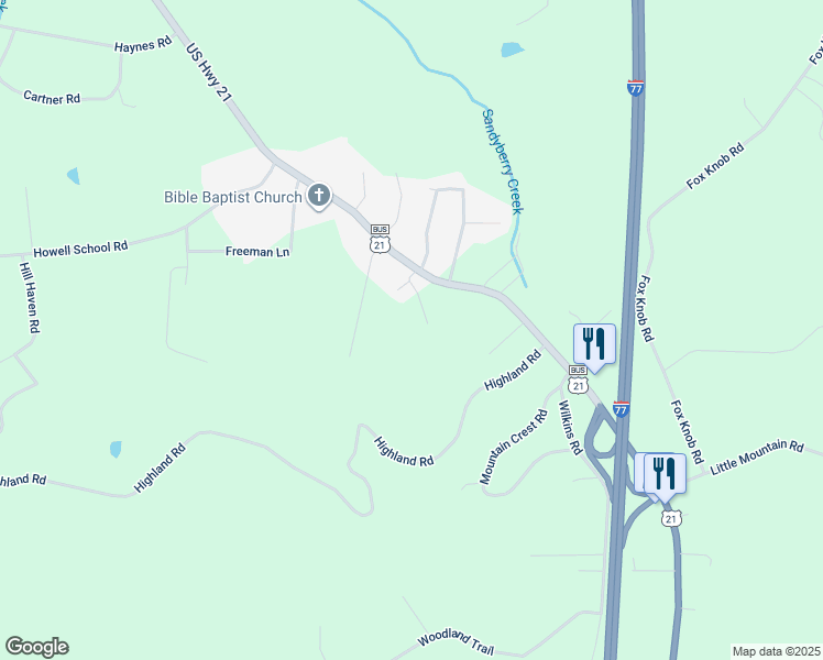 map of restaurants, bars, coffee shops, grocery stores, and more near 2905 Dukes Street in Jonesville