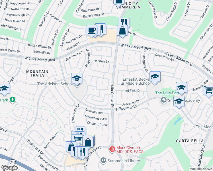 map of restaurants, bars, coffee shops, grocery stores, and more near 2212 Warm Walnut Drive in Las Vegas