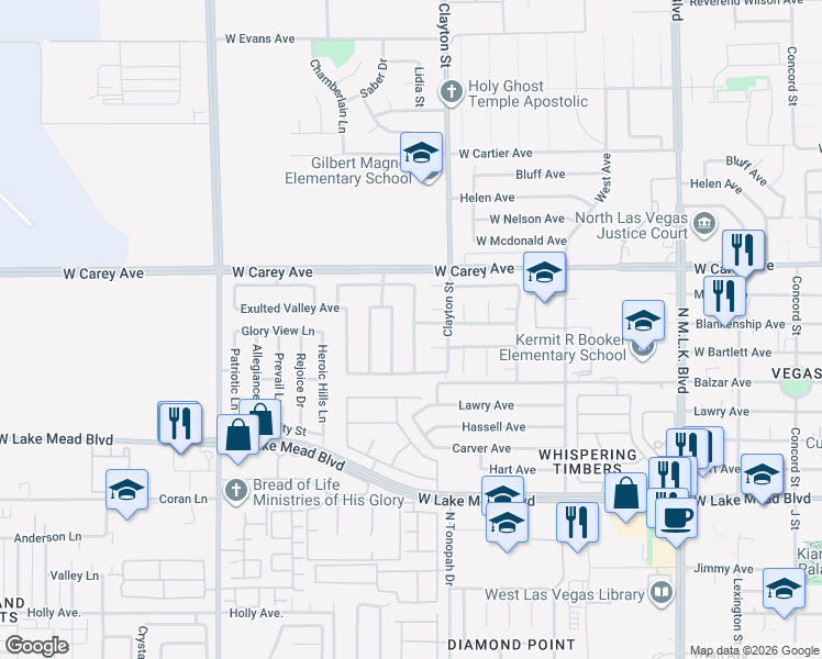map of restaurants, bars, coffee shops, grocery stores, and more near 2243 Cambridge Elms Street in North Las Vegas