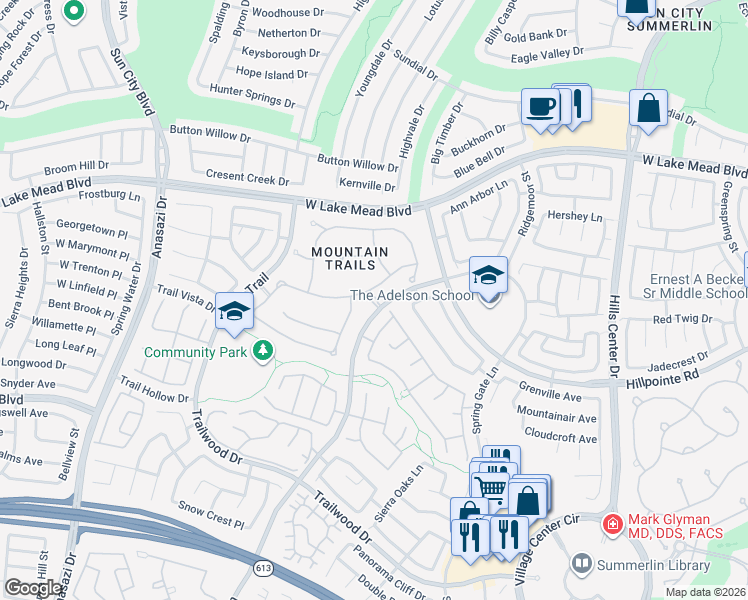 map of restaurants, bars, coffee shops, grocery stores, and more near 2300 Summer Haven in Las Vegas